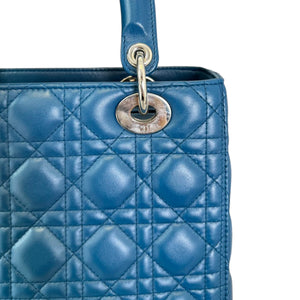 Lady Dior Medium Lambskin Cannage Blue SHW