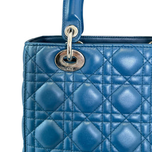 Lady Dior Medium Lambskin Cannage Blue SHW