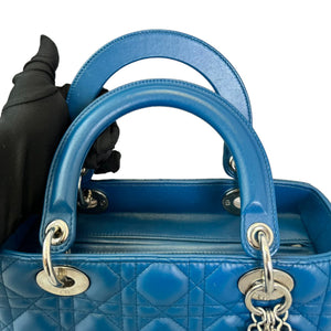 Lady Dior Medium Lambskin Cannage Blue SHW