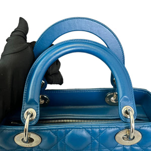 Lady Dior Medium Lambskin Cannage Blue SHW