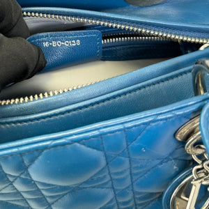 Lady Dior Medium Lambskin Cannage Blue SHW