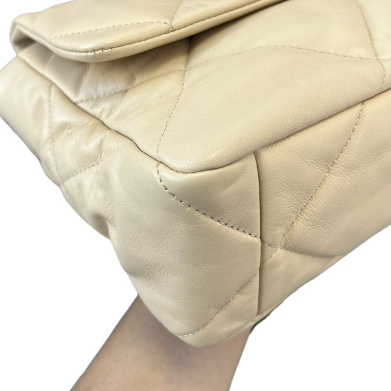 19 Flap Large Lambskin Quilted Beige MHW
