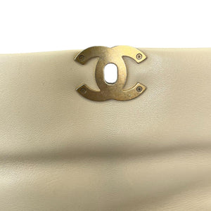 19 Flap Large Lambskin Quilted Beige MHW
