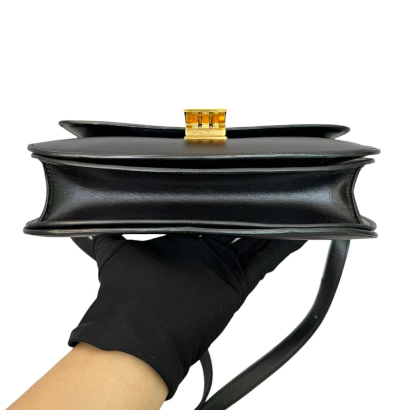 Celine Classic Box Flap Medium Calfskin Black GHW Bag Religion