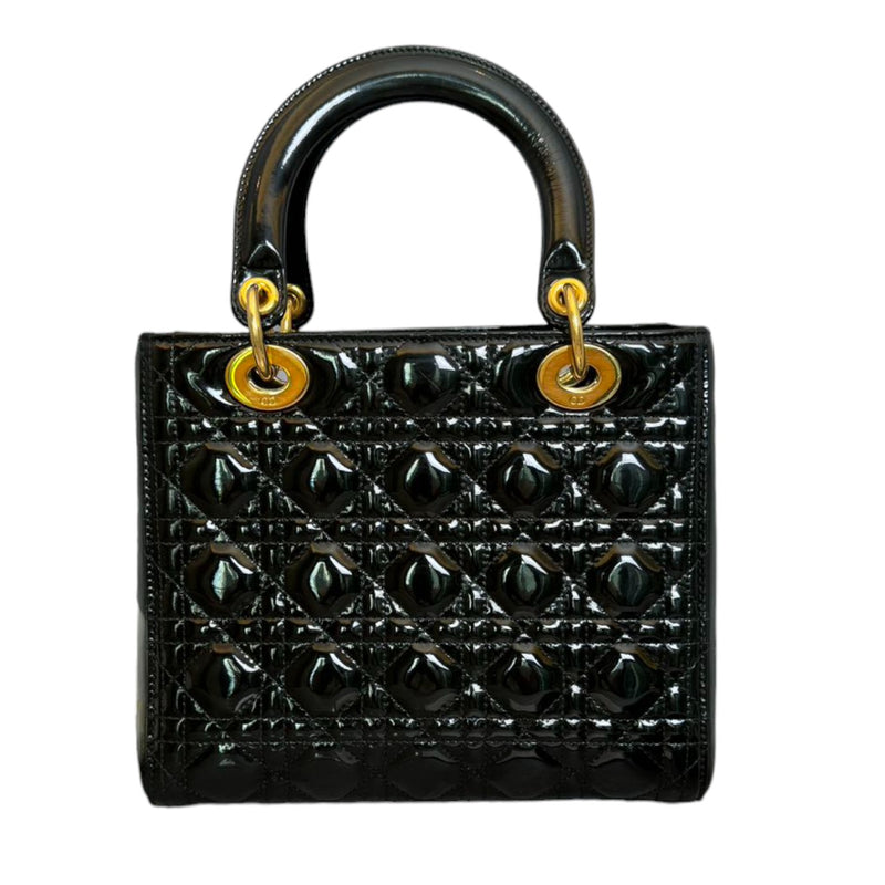 Lady Dior Medium Patent Leather Black GHW