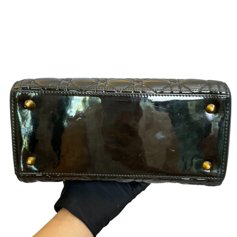 Lady Dior Medium Patent Leather Black GHW