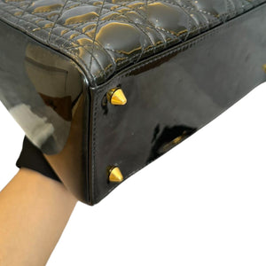 Lady Dior Medium Patent Leather Black GHW