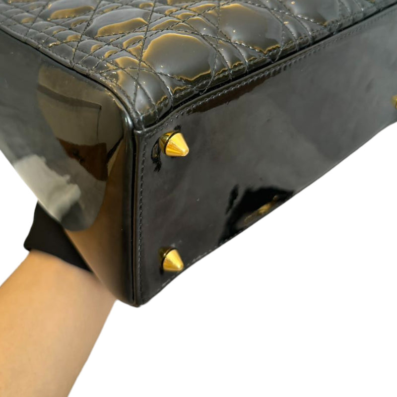 Lady Dior Medium Patent Leather Black GHW