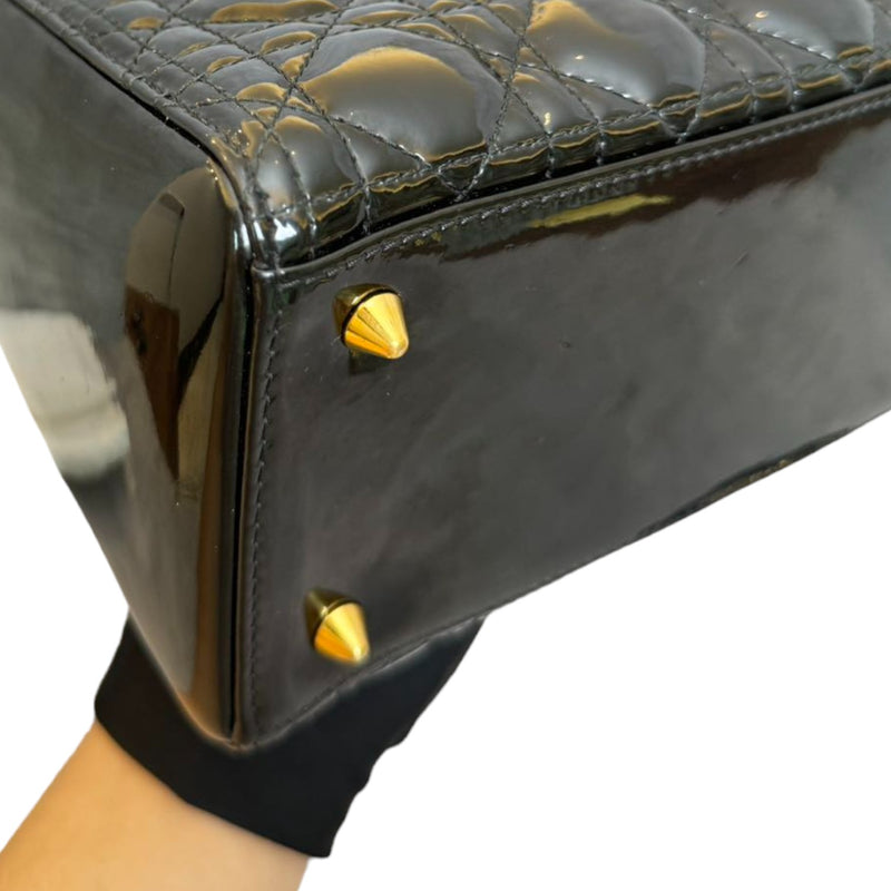 Lady Dior Medium Patent Leather Black GHW