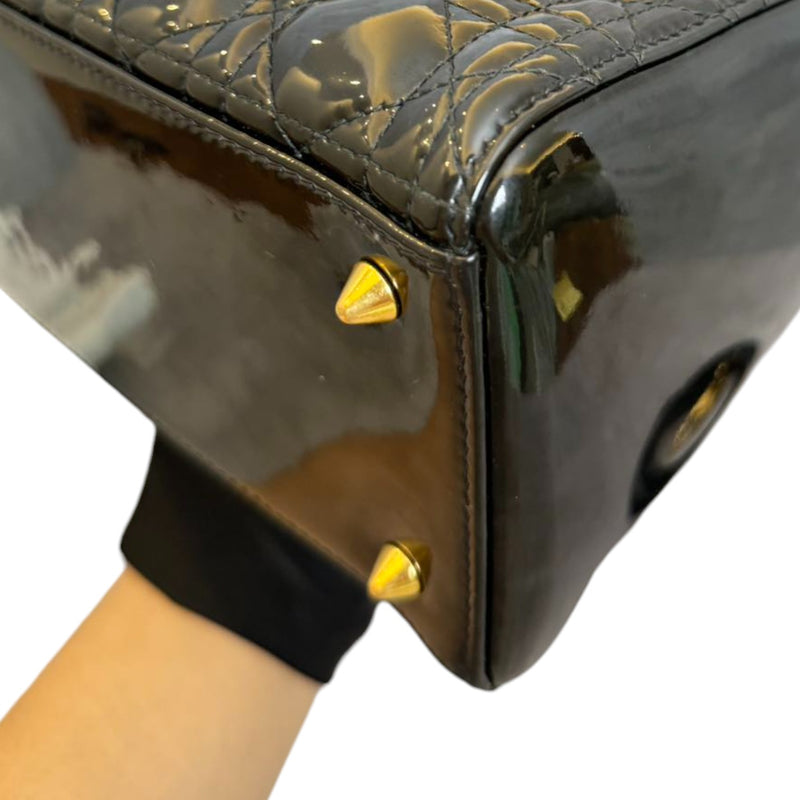 Lady Dior Medium Patent Leather Black GHW