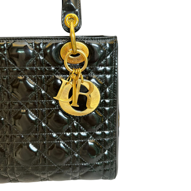 Lady Dior Medium Patent Leather Black GHW