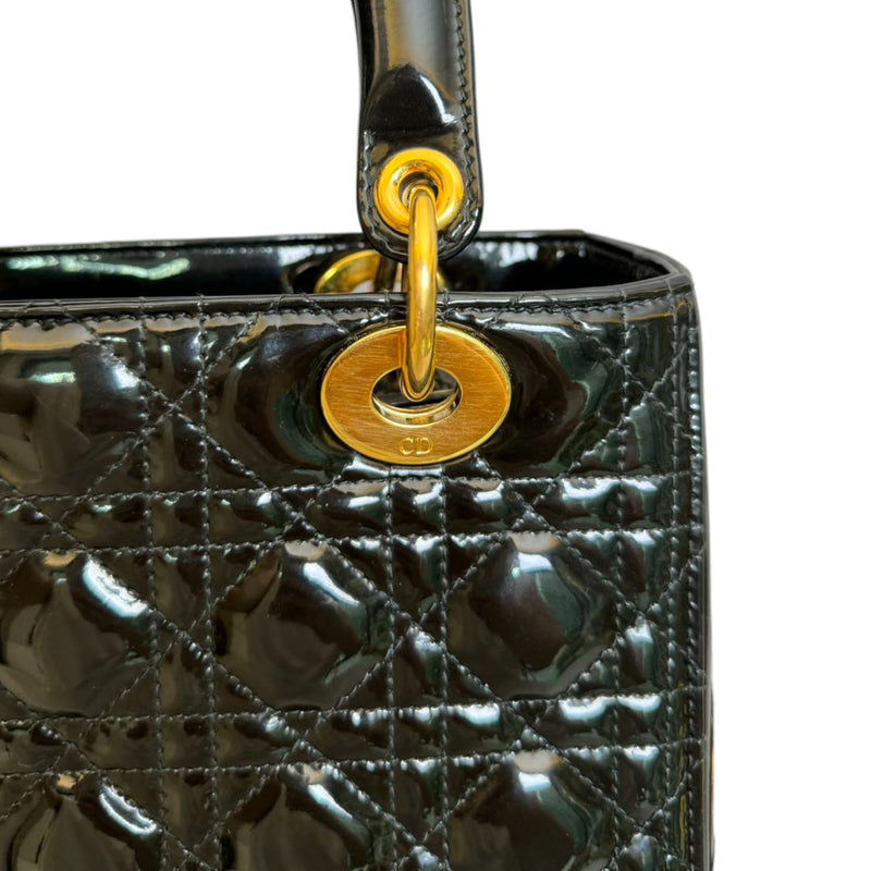 Lady Dior Medium Patent Leather Black GHW