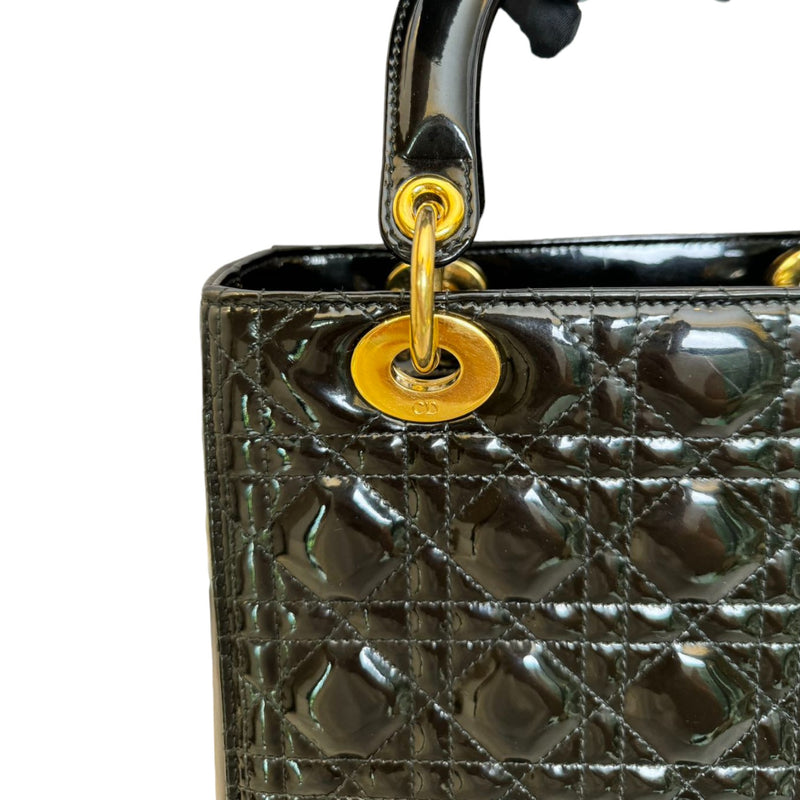 Lady Dior Medium Patent Leather Black GHW