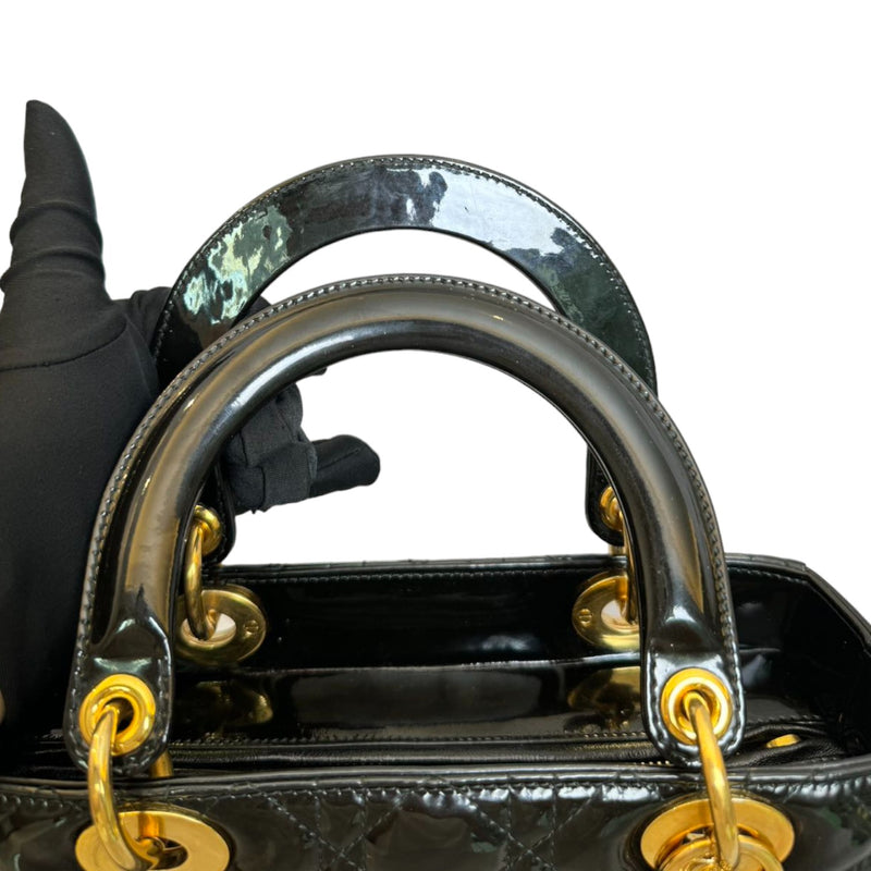 Lady Dior Medium Patent Leather Black GHW