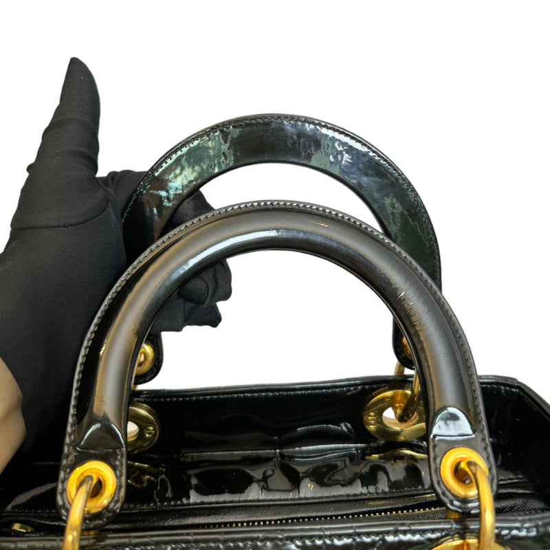 Lady Dior Medium Patent Leather Black GHW