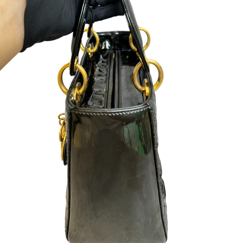 Lady Dior Medium Patent Leather Black GHW