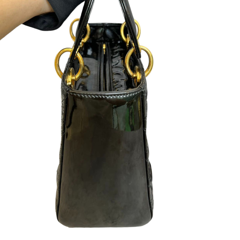 Lady Dior Medium Patent Leather Black GHW