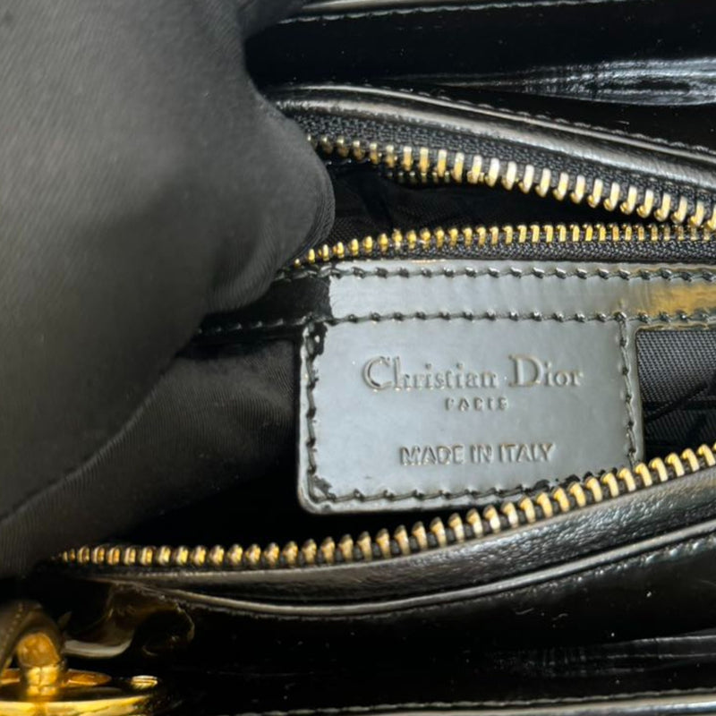 Lady Dior Medium Patent Leather Black GHW
