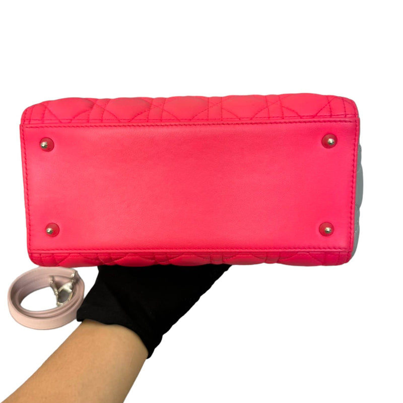 Lady Dior Tri-Color Medium Lambskin Pink Light Pink and Grey SHW