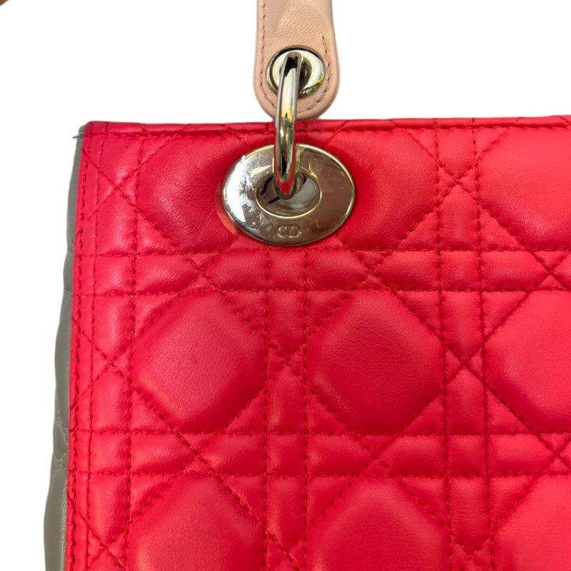 Lady Dior Tri-Color Medium Lambskin Pink Light Pink and Grey SHW