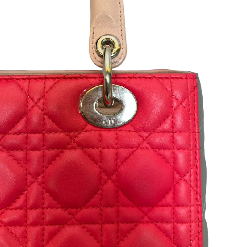 Lady Dior Tri-Color Medium Lambskin Pink Light Pink and Grey SHW