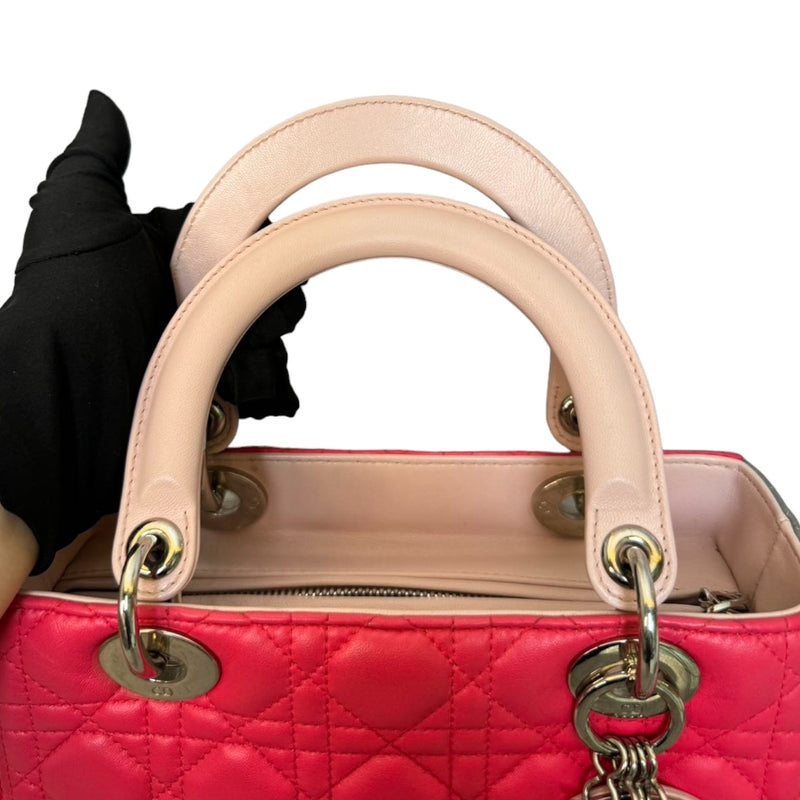 Lady Dior Tri-Color Medium Lambskin Pink Light Pink and Grey SHW