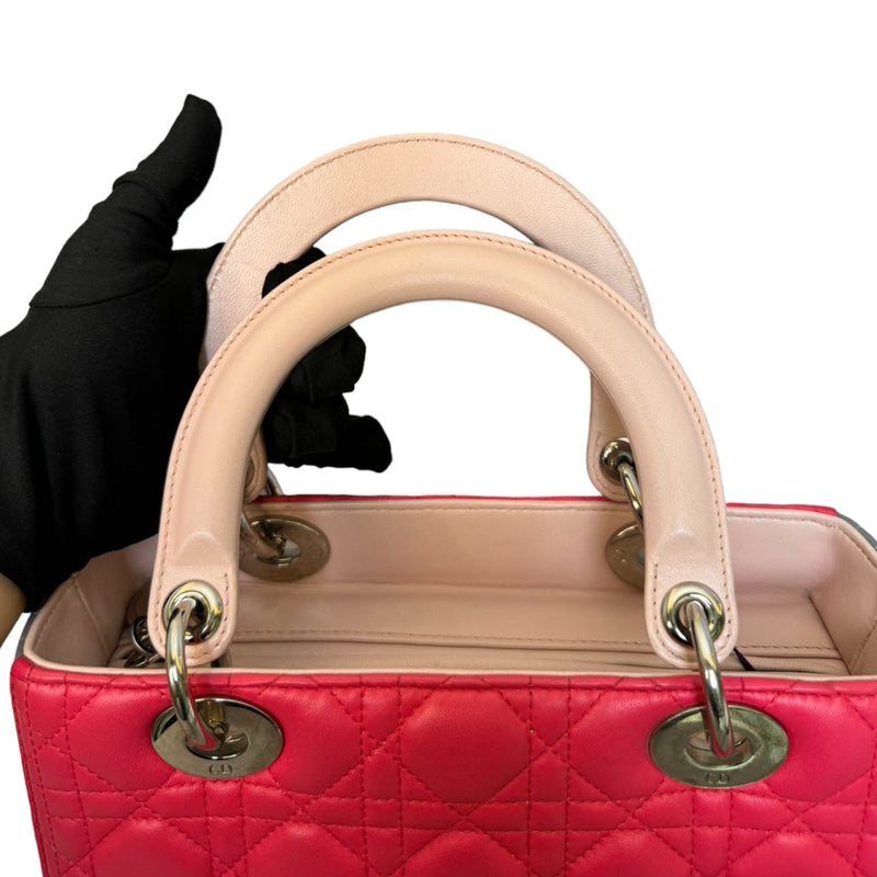 Lady Dior Tri-Color Medium Lambskin Pink Light Pink and Grey SHW