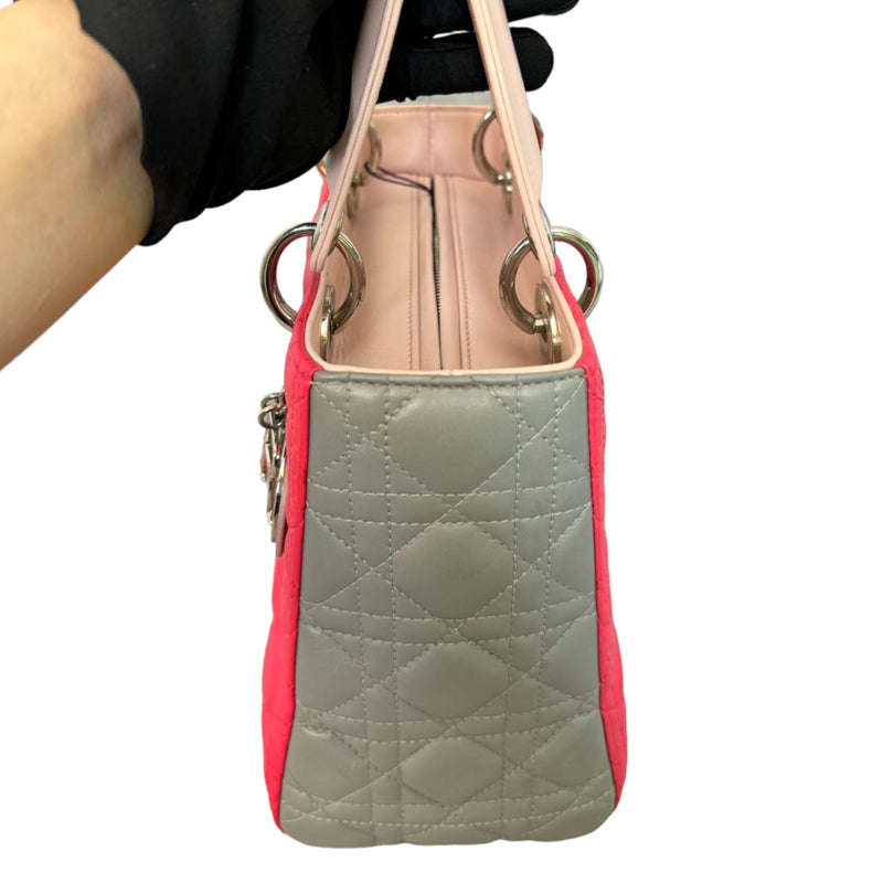 Lady Dior Tri-Color Medium Lambskin Pink Light Pink and Grey SHW