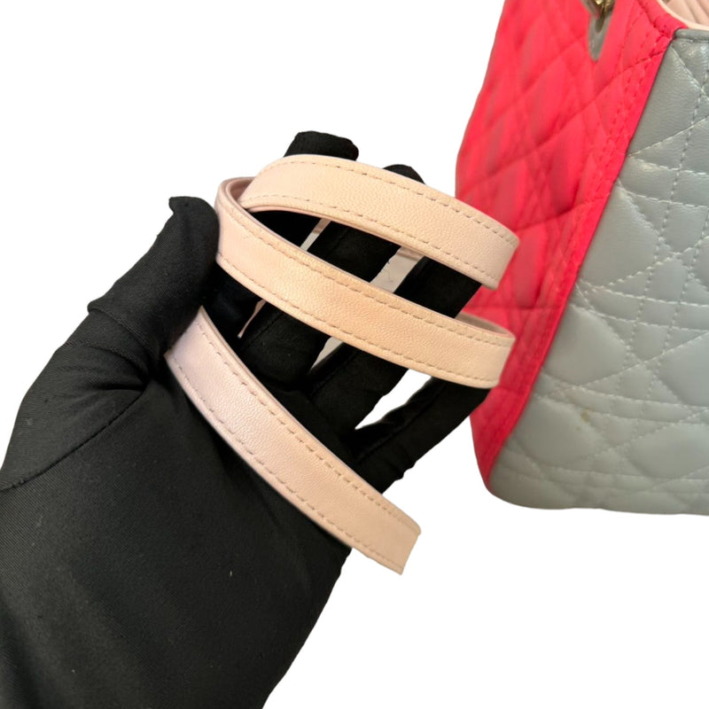 Lady Dior Tri-Color Medium Lambskin Pink Light Pink and Grey SHW