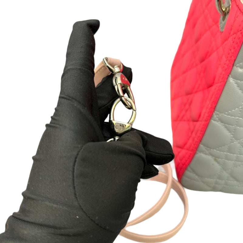 Lady Dior Tri-Color Medium Lambskin Pink Light Pink and Grey SHW