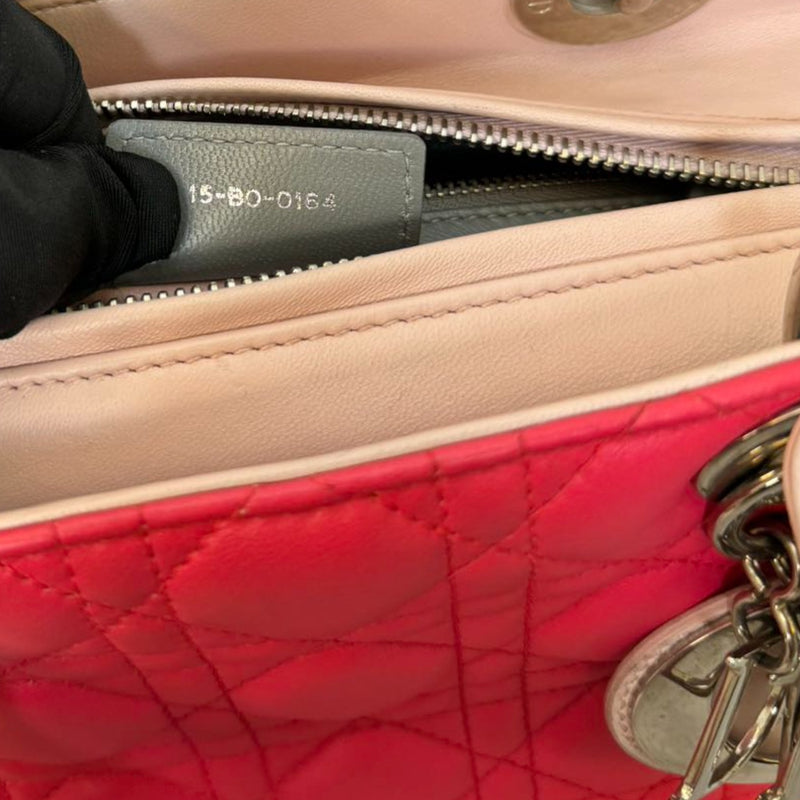 Lady Dior Tri-Color Medium Lambskin Pink Light Pink and Grey SHW