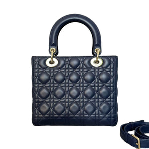 Lady Dior Medium Lambskin Cannage Navy GHW