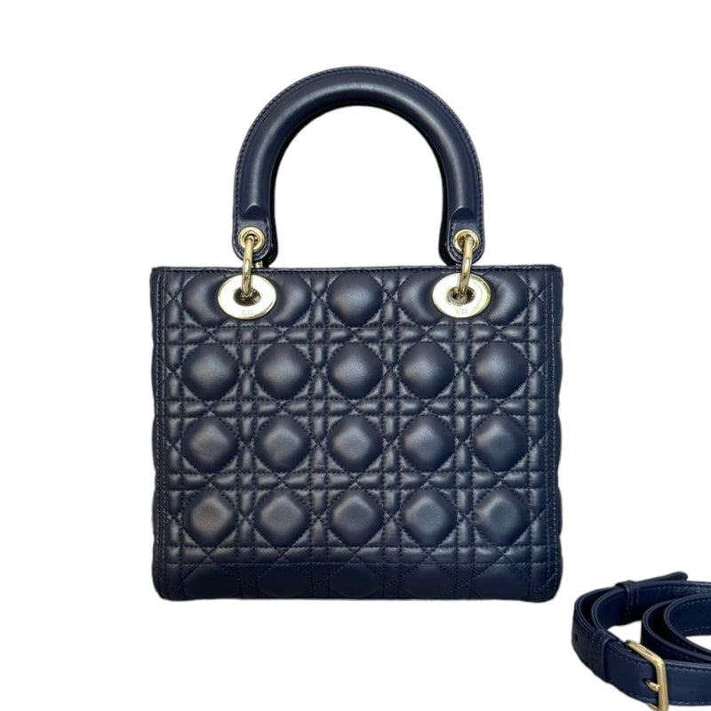 Lady Dior Medium Lambskin Cannage Navy GHW