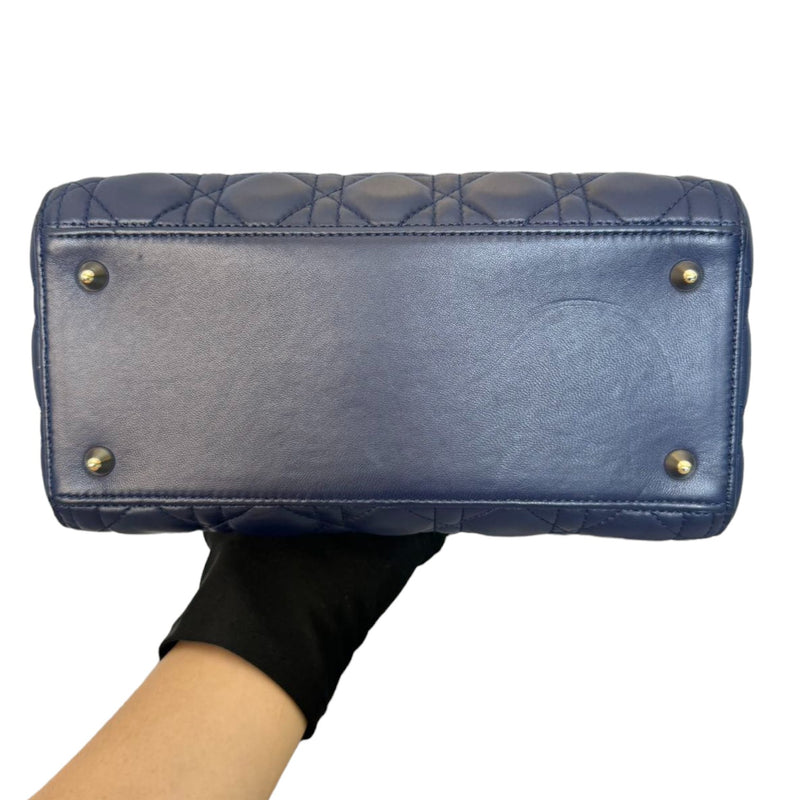 Lady Dior Medium Lambskin Cannage Navy GHW