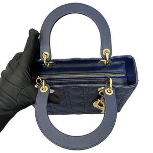 Lady Dior Medium Lambskin Cannage Navy GHW