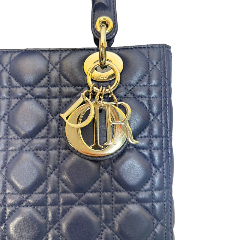 Lady Dior Medium Lambskin Cannage Navy GHW