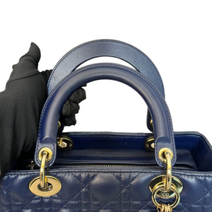 Lady Dior Medium Lambskin Cannage Navy GHW