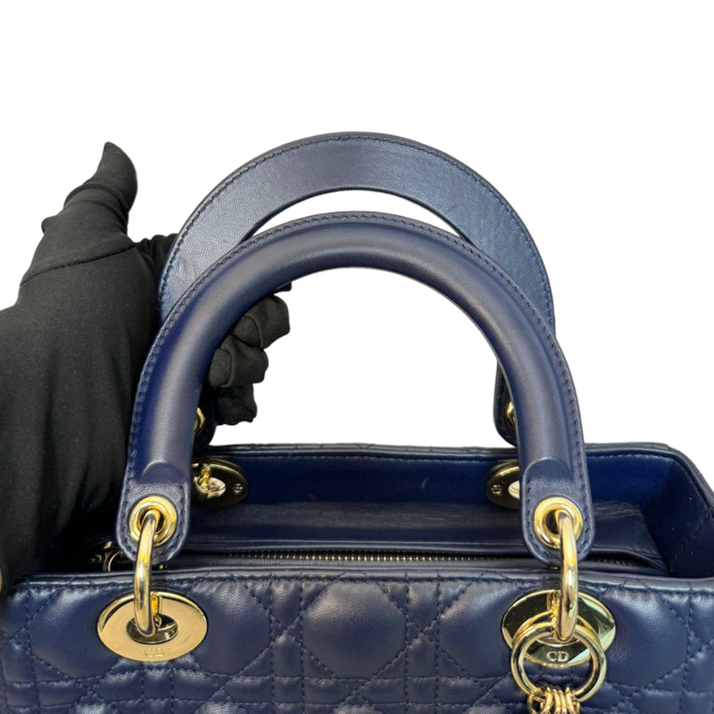 Lady Dior Medium Lambskin Cannage Navy GHW
