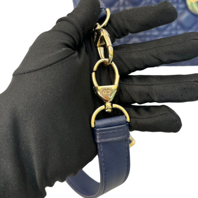 Lady Dior Medium Lambskin Cannage Navy GHW