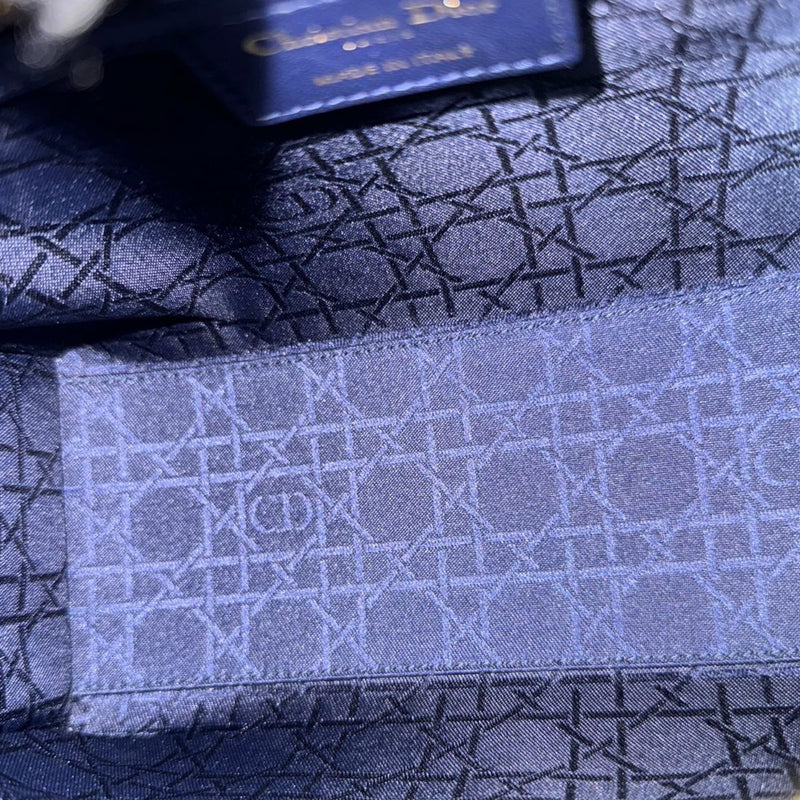 Lady Dior Medium Lambskin Cannage Navy GHW
