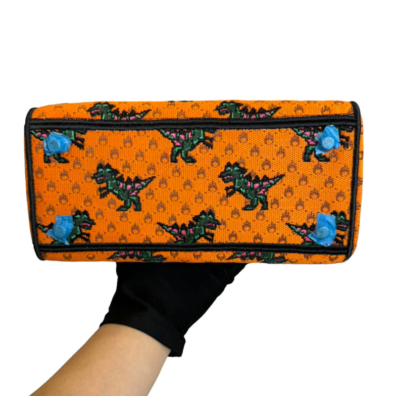 Christian Dior Lady D-Lite Medium Canvas Embroidered Dino