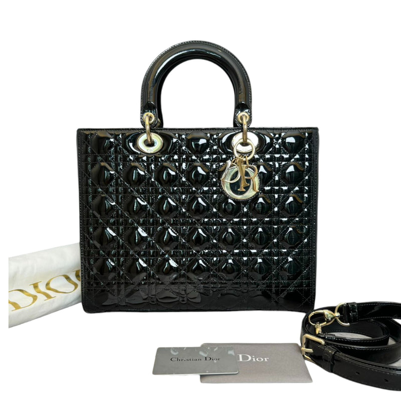 Lady Dior Large Patent Cannage Black GHW