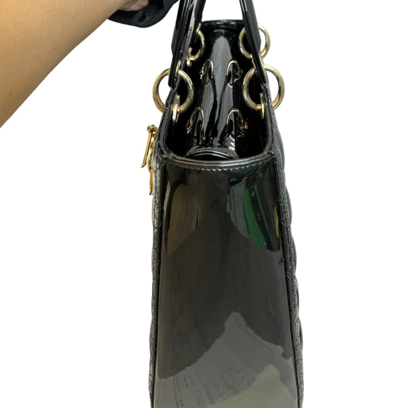 Lady Dior Large Patent Cannage Black GHW
