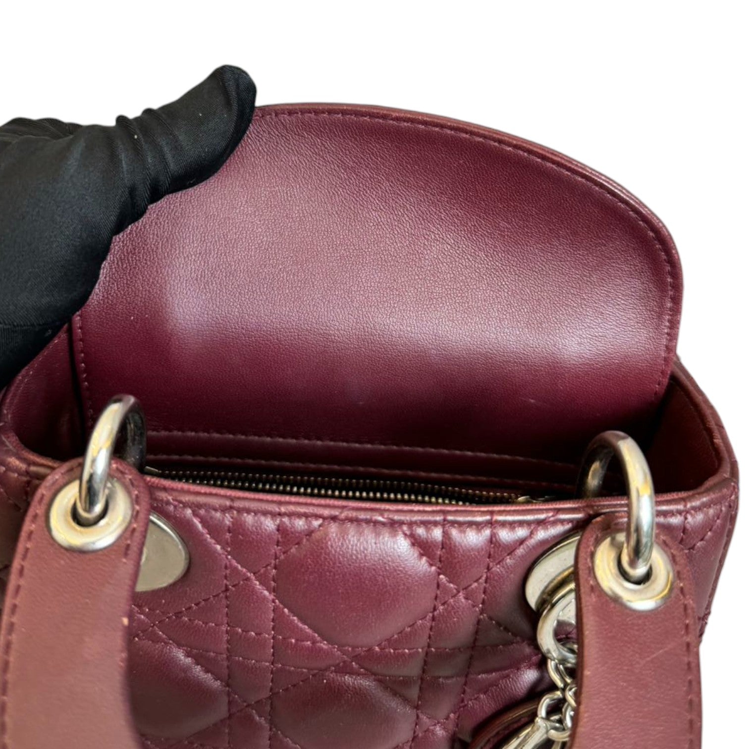 Christian Dior Lady Dior Mini Crystal Lambskin Burgundy SHW – Bag