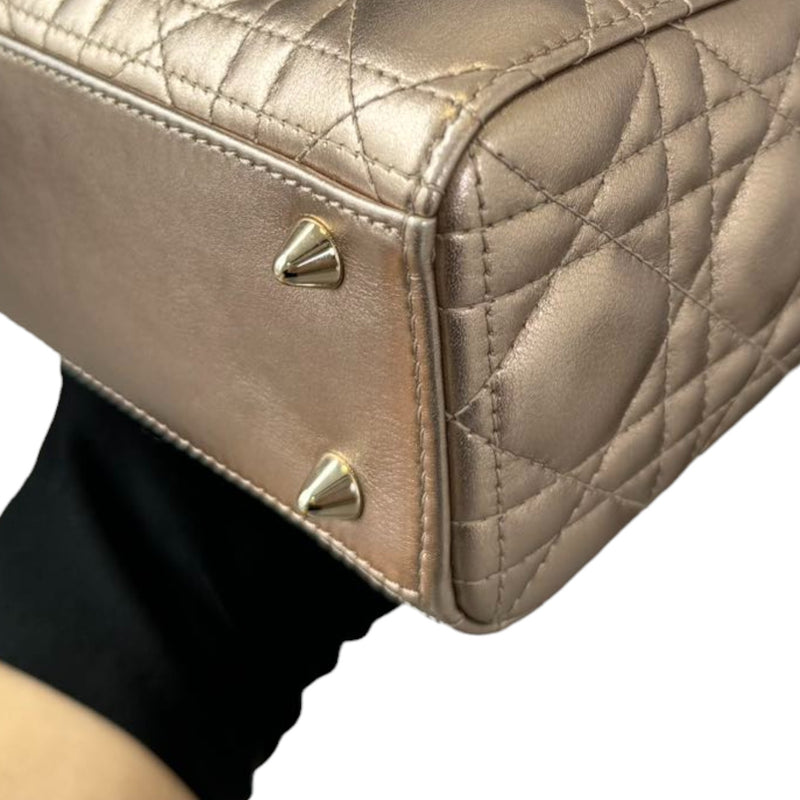 My ABCDior Lady Dior Small Lambskin Metallic Rose Gold GHW