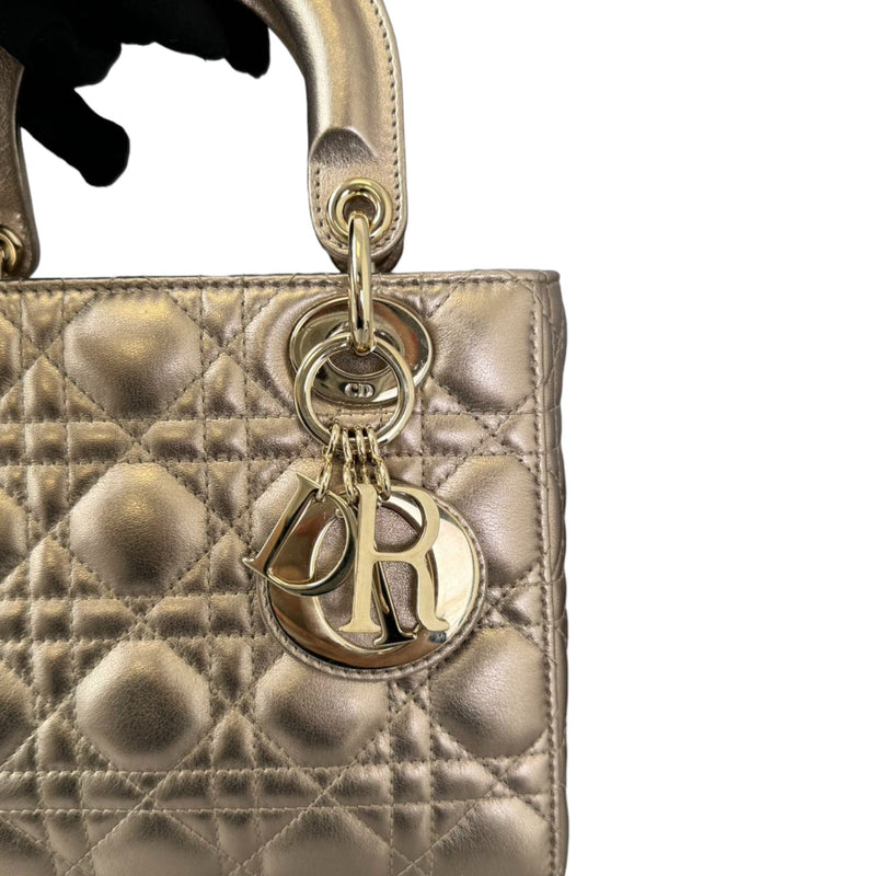My ABCDior Lady Dior Small Lambskin Metallic Rose Gold GHW