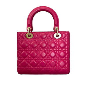 Lady Dior Medium Lambskin Cannage Pink GHW