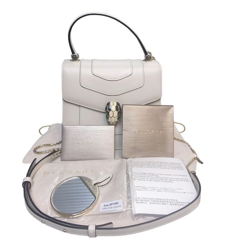 Serpenti Forever Top Handle Calfskin White GHW