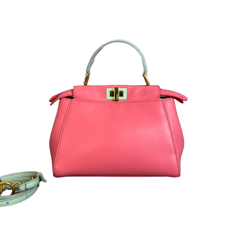 Fendi Peekaboo Iconic Satchel Mini Nappa Colorblock Pink GHW – Bag