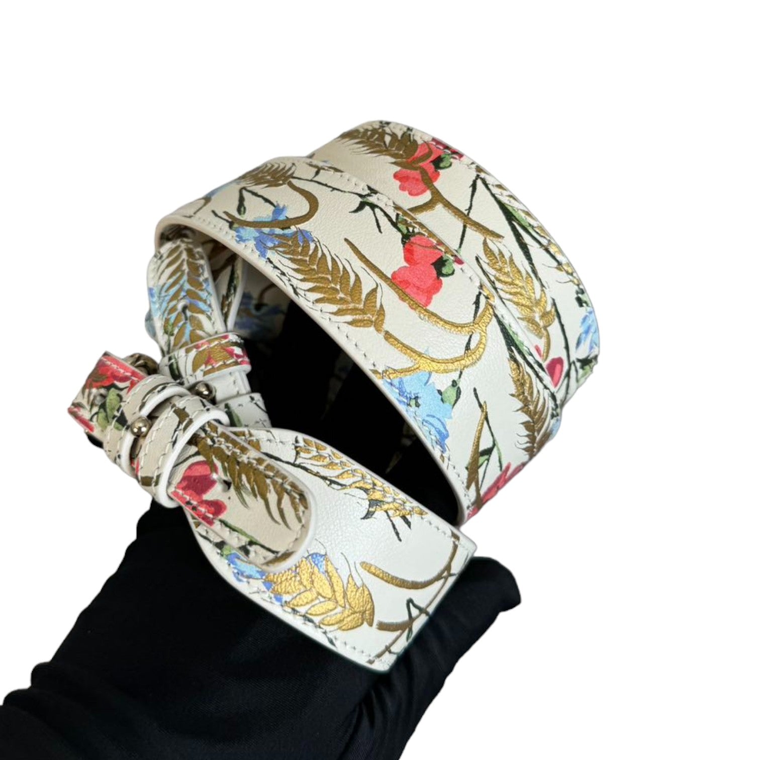 Christian Dior Lady Dior Calfskin Hibiscus Printed